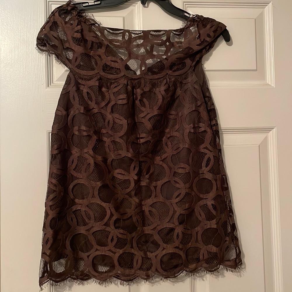 Robert Rodriguez Brown Lace Top